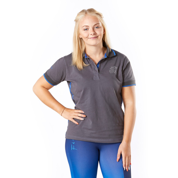 Firefoot Childs Crofton Polo Shirt Grey/Blue Sparkle