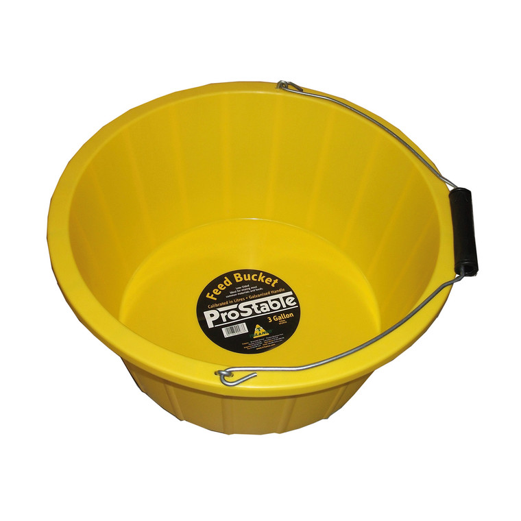 ProStable Feed Bucket Black 3 Gallon (13L) Yellow