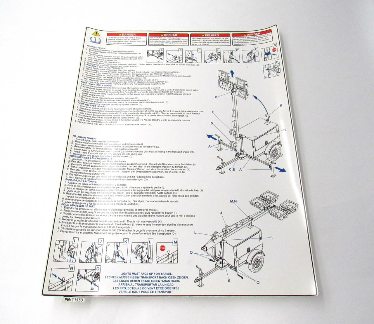 Generac Decal, Instruction - 3000 4 Lang (Mw) 11553