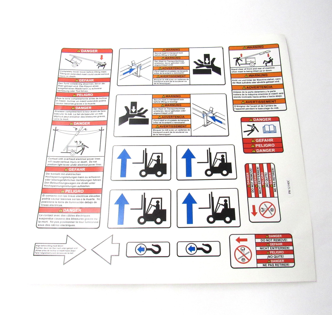 Generac Decal Set, Common Mast 4-Lang 12140