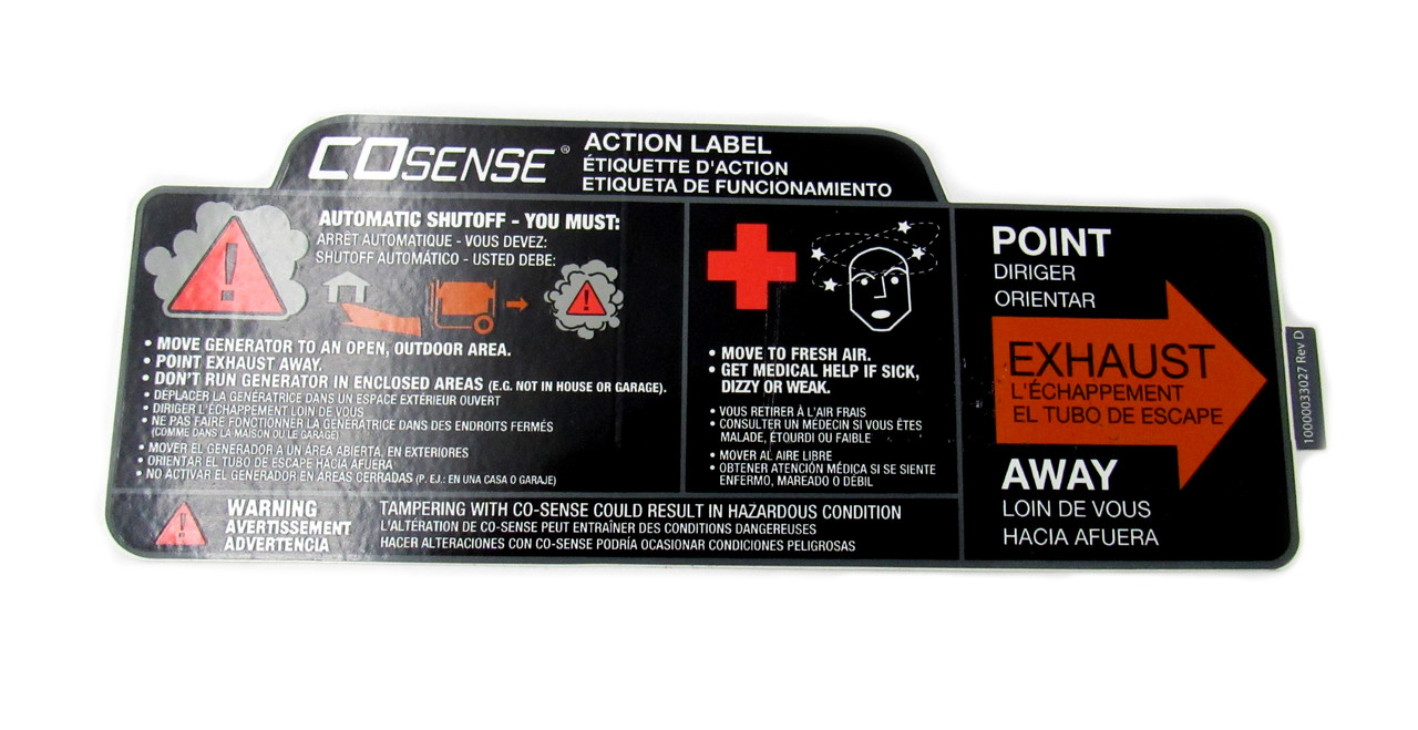 Generac Decal Co-Sense Action Label 10000033027
