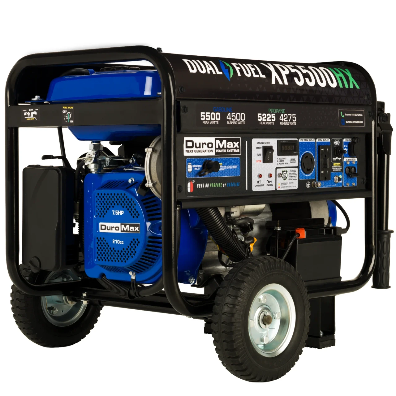 DuroMax 5,500 Watt Dual Fuel Portable HX Generator w/ CO Alert XP5500HX