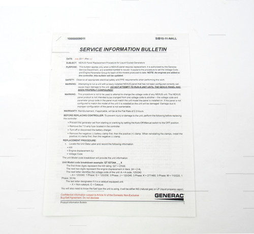 Generac Nexus Panel Replacement Proc SIB1011NALL