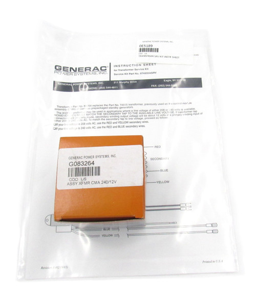 Generac Transformer Service Kit 074935ASRV