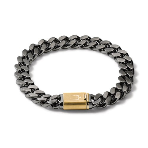 Classic Gray & Gold-Tone Stainless Steel Chain Link Bracelet - Medium Classic Gray & Gold-Tone Stainless Steel Chain Link Bracelet - Medium