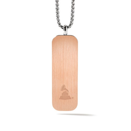 Latin GRAMMY Rose Gold-Tone Stainless Steel Dog Tag Necklace Latin GRAMMY Rose Gold-Tone Stainless Steel Dog Tag Necklace