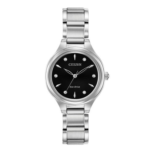 Ladies Corso Eco-Drive Silver-Tone Stainless Steel Watch Black Dial Ladies Corso Eco-Drive Silver-Tone Stainless Steel Watch Black Dial
