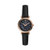 Ladies Carlie Mini Rose Gold & Black Leather Strap Watch Black Dial