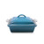 2qt Heritage Stoneware Shallow Covered Square Casserole Teal