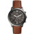Mens Neutra Chronograph Gray & Amber Brown Leather Strap Watch Gray Dial