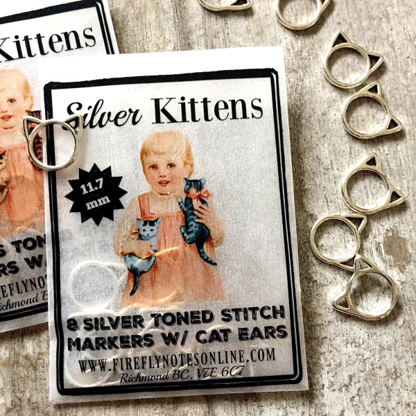 Stitch Markers - Silver Kittens