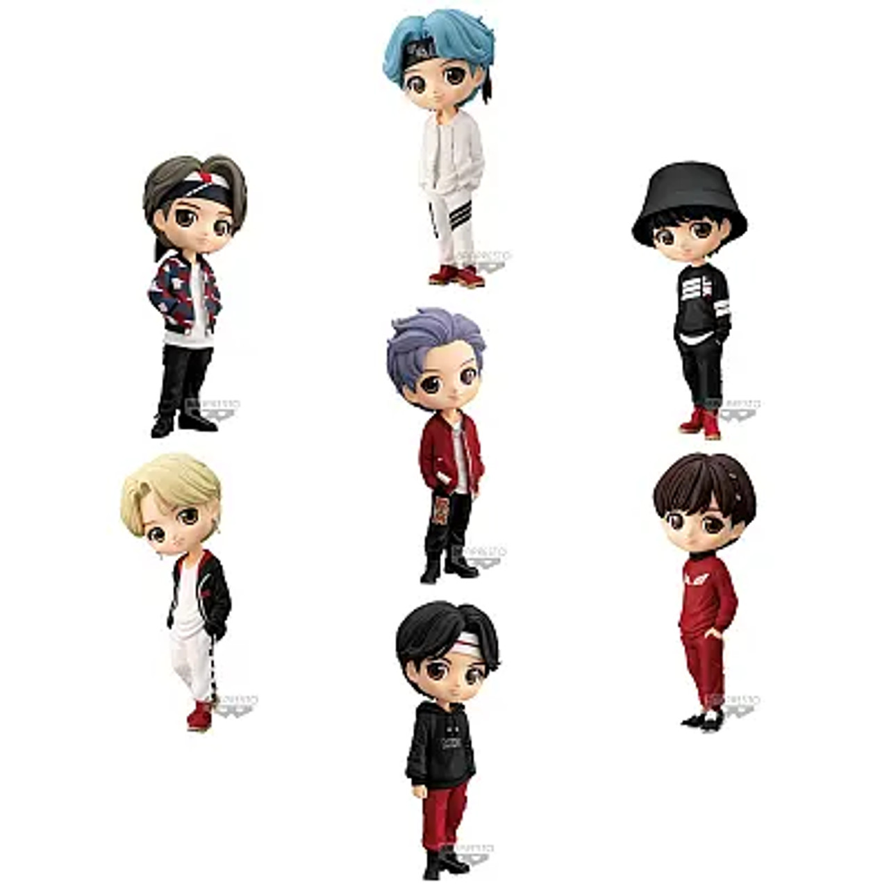 Banpresto BTS TinyTAN MIC Drop Q Posket Vol.1 u0026 Vol.2 PVC Figure Set Of 7