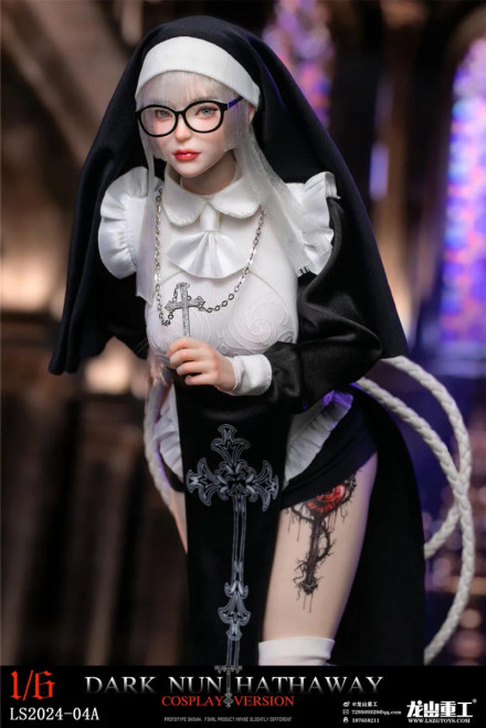 LongShanJinShu Dark Nun Sister Hathaway (Cosplay Version) White Hair Edition 1/6 Scale Action Figure LS2024-04A www.HobbyGalaxy.com