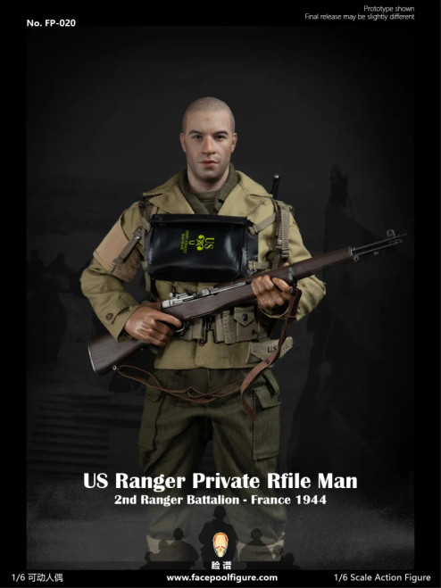 Facepool WWII US Ranger in France 1944 Private Rifle Man 1/6 Scale Action Figure FP-020 www.HobbyGalaxy.com
