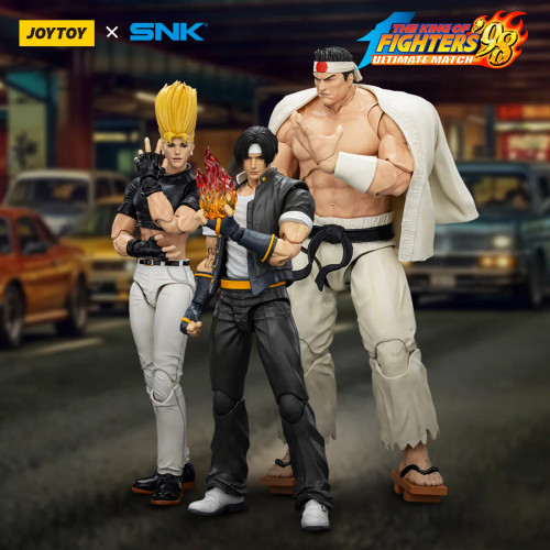 Joy Toy x SNK "KOF 98 UM" Hero Team - Kyo Kusanagi, Goro Daimon, Benimaru Nikaido 1/18 Scale Action Figure Set www.HobbyGalaxy.com Joy Toy x SNK "KOF 98 UM" Hero Team - Kyo Kusanagi, Goro Daimon, Benimaru Nikaido 1/18 Scale Action Figure Set www.HobbyGalaxy.com