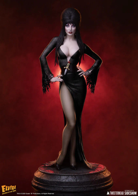 Tweeterhead Elvira: Mistress of the Dark (Black Glitter Dress Variant) 1/4 Scale Maquette www.HobbyGalaxy.com Tweeterhead Elvira: Mistress of the Dark (Black Glitter Dress Variant) 1/4 Scale Maquette www.HobbyGalaxy.com