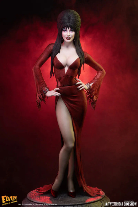 Tweeterhead Elvira: Mistress of the Dark (Red Glitter Dress Variant) 1/4 Scale Maquette www.HobbyGalaxy.com Tweeterhead Elvira: Mistress of the Dark (Red Glitter Dress Variant) 1/4 Scale Maquette www.HobbyGalaxy.com