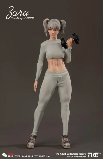True1Toys Sporty Girl Zara 1/6 Scale Action Figure JC2131 (Gray or Brown Hair) www.HobbyGalaxy.com