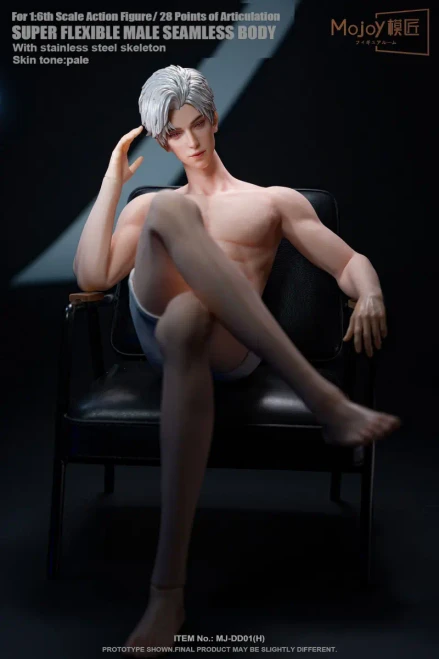 Order the Mojoy Studio Gentleman Super Flexible Male 1/6 Scale Seamless Body (Pale, MJ-DD01H) at HobbyGalaxy.com. The perfect base for custom figures.