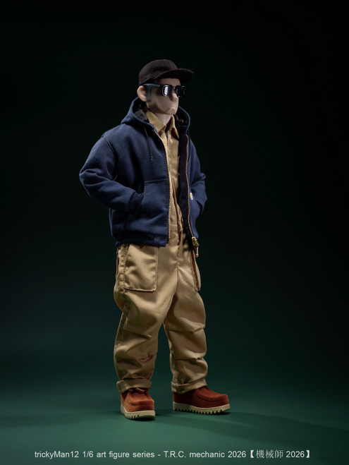 Pre-order the trickyMan12 T.R.C. Mechanic 2026 Style B1 1/6 scale art figure (FB-10145-3-B1). Secure this unique urban collectible today at HobbyGalaxy.com.
