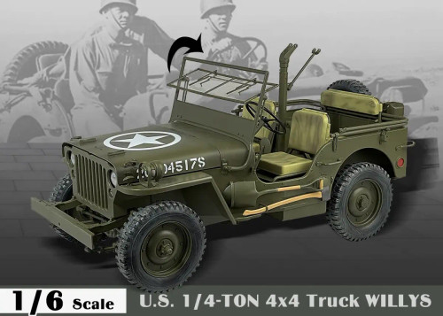 Pre-order the ZY Toys WWII U.S. 1/4 Ton 4x4 Truck Willys MB Jeep (Green) 1/6 scale model ZYJP001 at HobbyGalaxy.com. Upgrade your military display today!