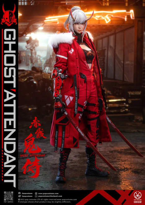 Pre-order the POP Costume Ghost Attendant (Oni Samurai) Red Remains 1/6 Scale Action Figure GS-002 at HobbyGalaxy.com. Secure this stunning piece today!