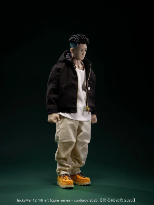 Pre-order the trickyMan12 Corduroy 2026 Series Style A 1/6 Scale Art Figure (FB-10120-1A) at HobbyGalaxy.com. Secure this unique urban collectible today!