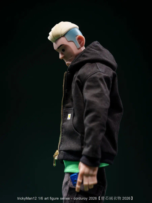 Pre-order the trickyMan12 Corduroy 2026 Series Style D 1/6 Scale Art Figure (FB-10120-1D) at HobbyGalaxy.com. Secure this unique urban collectible today!