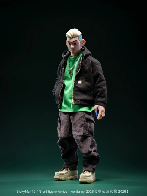 Pre-order the trickyMan12 Corduroy 2026 Series Style D 1/6 Scale Art Figure (FB-10120-1D) at HobbyGalaxy.com. Secure this unique urban collectible today!
