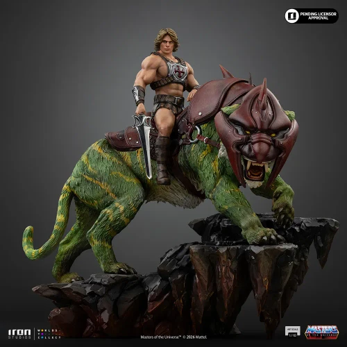 Pre-order the spectacular Iron Studios Masters of the Universe He-Man and Battle Cat Deluxe 1/10 Art Scale Statue at HobbyGalaxy.com. Secure yours today!