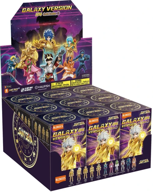 Pre-order the Blokees Saint Seiya Galaxy Version Vol. 4: The Legacy of the Gold Saints. Full PDQ set of 9 stylized action figures. Secure your collection today!