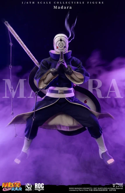 Pre-order the Rocket Toys 1/6 Madara Uchiha (White Mask) ROC-021 figure at HobbyGalaxy.com. This detailed Naruto collectible features LED eyes and accessories.