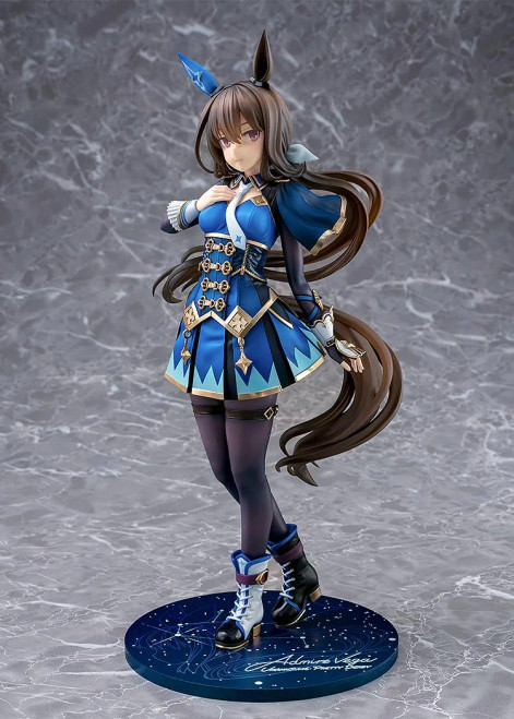 Pre-order the Phat! Company Uma Musume: Pretty Derby Admire Vega 1/7 scale figure rerelease at HobbyGalaxy.com. High-quality anime collectible featuring detailed racing gear.