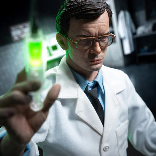 Pre-order the Infinite Statue x Kaustic Plastik Re-Animator Dr. Herbert West 1/6 scale action figure (Deluxe Edition) at HobbyGalaxy.com. Features a medical table and Dr. Hill's severed head.