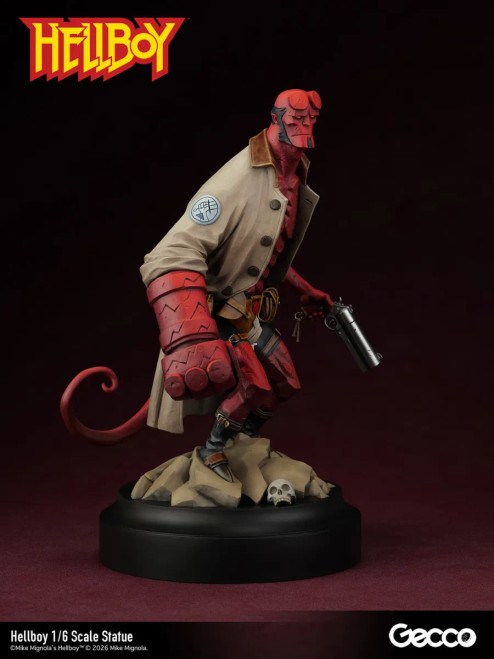 Pre-order the Mike Mignola-supervised Gecco Hellboy 1/6 scale polystone statue at HobbyGalaxy.com. Authentic 1994 Dark Horse cover art design.