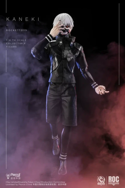Pre-order the Rocket Toys Tokyo Ghoul Kaneki Battle Suit Ver. 1/6 scale action figure (ROC-025) at HobbyGalaxy.com. Includes 2 bodies & Centipede Kagune!