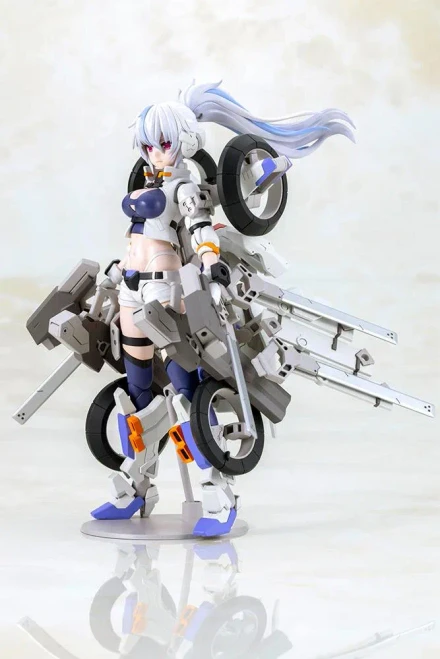 Pre-order the Kotobukiya Frame Arms Girl Second Jive model kit with transforming bike at HobbyGalaxy.com. Secure this stunning white wolf mecha girl!