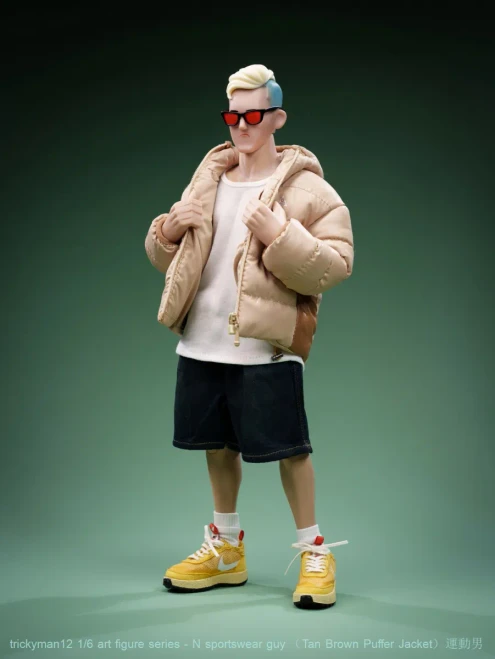 Pre-order the trickyMan12 N Sportswear Guy (Tan Brown) 1/6 scale art figure today! Secure this urban streetwear collectible at HobbyGalaxy.com.
