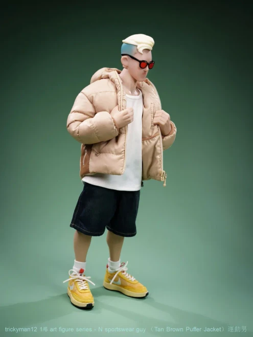 Pre-order the trickyMan12 N Sportswear Guy (Tan Brown) 1/6 scale art figure today! Secure this urban streetwear collectible at HobbyGalaxy.com.