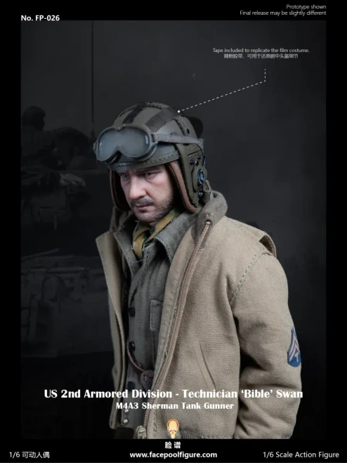 Pre-order the Facepool WWII US 2nd Armored Division Technician "Bible" Swan 1/6 Figure (FP-026A) at HobbyGalaxy.com. Features M1938 helmet, leather boots, and .50 cal Browning machine gun. Fast shipping & secure packing!