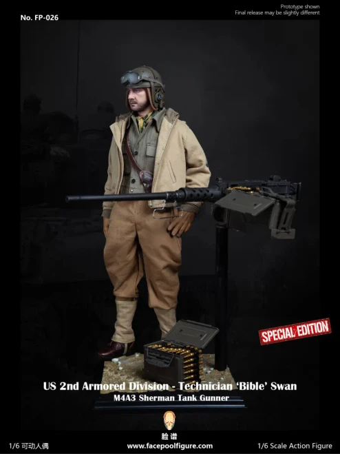 Pre-order the Facepool WWII US 2nd Armored Division Tech "Bible" Swan Special Edition 1/6 Figure (FP-026B) at HobbyGalaxy. Includes muddy terrain base and gun mount. Fast shipping!