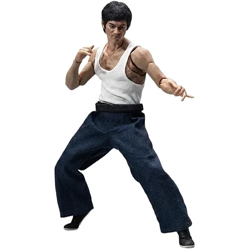 Pre-order the INART Bruce Lee Yellow Jumpsuit 1/12 Scale Action Figure at HobbyGalaxy.com. Real fabric jumpsuit, nunchaku, whip & base.
