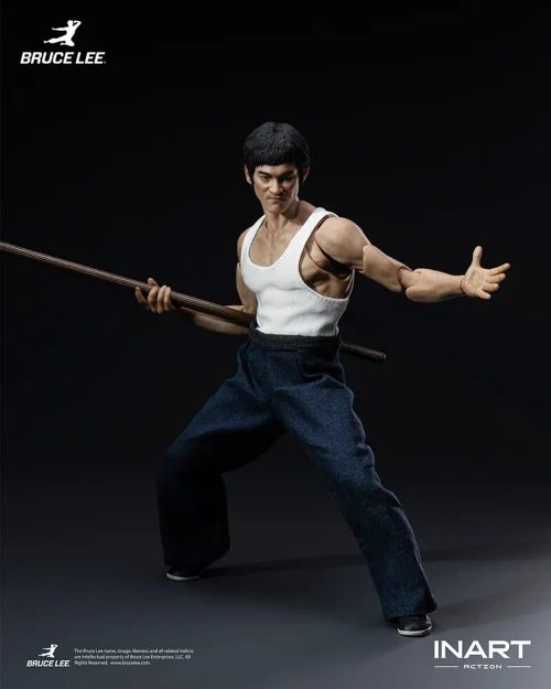 Pre-order the INART Bruce Lee Yellow Jumpsuit 1/12 Scale Action Figure at HobbyGalaxy.com. Real fabric jumpsuit, nunchaku, whip & base.