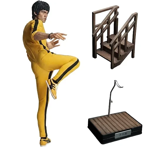 Pre-order the INART Bruce Lee (Yellow Jumpsuit) 1/6 Scale Figure at HobbyGalaxy.com. Features silicone body, nunchaku, staff & staircase base.