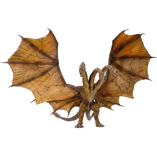 Pre-order the HIYA Toys Exquisite Basic King Ghidorah 2.0 14" figure at HobbyGalaxy.com. Features 22" wingspan, poseable necks & display stands.