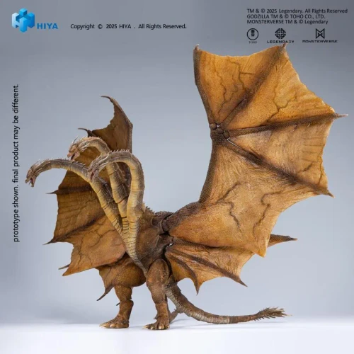 Pre-order the HIYA Toys Exquisite Basic King Ghidorah 2.0 14" figure at HobbyGalaxy.com. Features 22" wingspan, poseable necks & display stands.