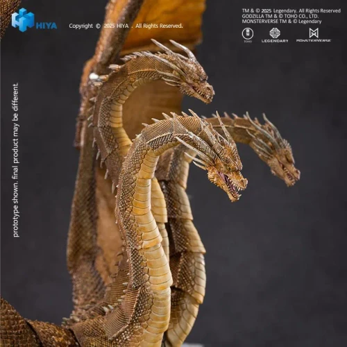 Pre-order the HIYA Toys Exquisite Basic King Ghidorah 2.0 14" figure at HobbyGalaxy.com. Features 22" wingspan, poseable necks & display stands.