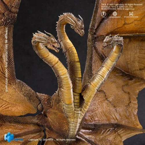 Pre-order the HIYA Toys Exquisite Basic King Ghidorah 2.0 14" figure at HobbyGalaxy.com. Features 22" wingspan, poseable necks & display stands.
