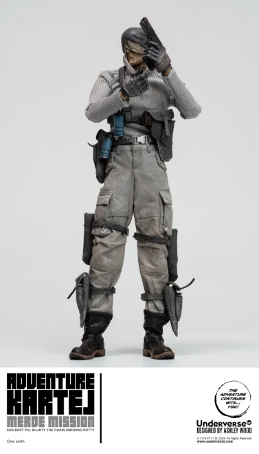 Pre-order the Underverse Adventure Kartel Cold Bugger Merde Mission 1/6 figure at HobbyGalaxy.com. Features Ashley Wood styling & parka coat.