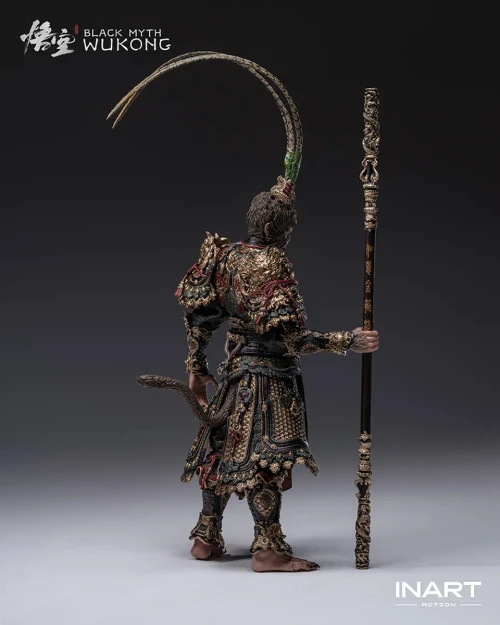 Pre-order the INART Black Myth: Wukong Great Sage Golden Armor Set 1/12 Scale Figure at HobbyGalaxy.com. Features staff, base & fabric cape.